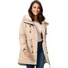 Navahoo Giacca invernale da donna con pelliccia di orsacchiotto, imbottitura calda, B991, beige., S