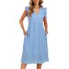 UMIPUBO Vestiti Estivi Donna Cotone Scollo a V Midi Vestito Senza Maniche Ruffles con Tasche Eleganti Boho Abito da Spiaggia Casual Colori Solidi Abiti Estivo