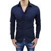 Evoga Camicia Uomo Sartoriale Oversize conformata Taglie comode (XL, Blu)