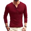 KUYIGO Uomo T Shirt Manica Corta Cotone Henley Camicie Moda Casual T Shirts S-XXL
