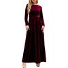 Kobilee Vestito Donna Elegante Invernale Lungo Sexy Velluto Capodanno Taglie Forti da Sposa Rosso Cocktail Abiti Cerimonia Vintage Curvy Abito Sera Vestiti