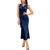 GRACE KARIN Abiti da sera in velluto per donne, abito lungo da cocktail formale autunnale, abito da sposa per ospiti da sera con scollo a mezza luna e a sirena, blu navy, 50