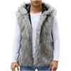 Generisch Gilet in pelliccia sintetica da uomo, senza maniche, con cappuccio, tinta unita, elegante, in finta pelliccia, vestibilità normale, in pelliccia sintetica
