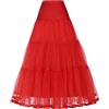 YYKSYDPT 50's Sottogonna Lunga Crinolina Donna Balletti Danza Petticoat Organza Retro Tutu Vintage 1950's Rockabilly Gonne Tulle (S/M, Rosso)