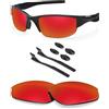 BLAZERBUCK Lenti di ricambio polarizzate anti-sale e kit calze per Oakley Half Jacket 2.0 OO9144/Half Jacket 2.0 Asian Fit OO9153 - Rosso fuoco