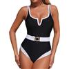 Generico Costume Intero Donna Nuoto Nero Costumi Interi Mare Plunge Costume Intero Contenitivo Modellante Controllo Della Pancia Costumi Interi Sportivi Badeanzüge Estivo Einteiliger Mare Schwimmbekleidung