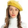 ZLYC Berretto da Donna in Stile Francese, Classico, Lana, Base Giallo, Taglia Unica