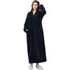 DSNOW Vestaglia da donna in pile con cerniera, a nido d'ape, lunga, soffice, in spugna, per il bagno, abito da notte, Marina Militare, L