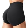 ZAAYO Pantaloncini sportivi da donna, Invisible Scrunch, per allenamento, palestra, a vita alta, push up, yoga, biker, corsa, pantaloni corti, Nero , L