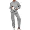 KBOPLEMQ Tuta da donna invernale in pile Teddy caldo pigiama casual a maniche lunghe con cappuccio e pantaloni, set da 2 pezzi, con cappuccio e pantaloni da casa, morbido per il tempo libero, set da