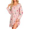 MIA LUCCE Camicia da Notte da Donna con Simpatiche Stampe, Lunga con Scollo Rotondo, Pecora Rosa, L
