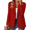 Generico Blazer da Donna per Lavoro Casual, Blazer Aperto sul Davanti a Maniche Lunghe (Red#2,S)