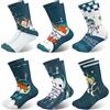 Queenshin 6 Paia di Calze Ragazzo Calzini Bambino con Tema Divertente Dell'astronauta Animale Calzini Crew Regalo Morbido in 9-14 Anni Taglia 32-38