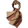 Prettystern sciarpa lunga elegante da uomo a 2 strati classica business cerimonia pura seta frange corte geometrica oro marrone AB11