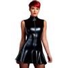 Rubberfashion Abito da donna con effetto bagnato, senza maniche e gonna a balza - elegante per l'uso quotidiano - come abbigliamento da sera e da festa per le donne, nero metallizzato, L