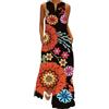 ticticlily Vestito Estivo Donna Abiti Lunghi Senza Manica e Scollo V Vestiti da Casuale Vacanza Spiaggia Casa Abito Stampa Floreale Taglie Forti per Donna Multicolore A 3XL