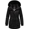 Navahoo - Giacca invernale da donna, parka in cotone, con pelliccia sintetica rimovibile, Olessaa, taglie XS-3XL, Nero , XS