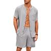 Ekouaer Pigiama da Uomo Estate Pigiami Due Pezzi Manica Corta Pantaloni Pigiama da Notte Camicia, S-XXL
