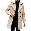 Foweknow Trench Coat Uomo Classico Doppio Petto Windbreaker Medio Lungo Casual Vintage Streetwear Primavera Autunno Revers Solide Mode Business Giacca da Lavoro Comodo Soprabito