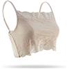SilRiver - Canotta da Donna in Seta Crop Top Pizzo alla Moda Mini Camisole Bendeau per Donne e Ragazze (Beige, M)