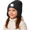 ATNKE Bambini LED Illuminato Berretto Cappello con Paraorecchie,USB Ricaricabile 4 LED Corsa Cappello Lampada Invernale Calda Pile Foderato Beanie Regali per Ragazzi e Ragazze