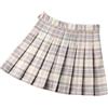 Generic Gonna corta da donna a vita alta piegata plaid gonna skater tennis scuola gonna, beige., X-Small