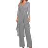 Botong Madre della Sposa Pantaloni Suit Set 2 PC Chiffon & Pizzo Abito Ospite di Nozze ith Strass 3/4 Maniche