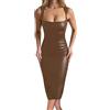 EGSDMNVSQ Vestito Donne Sexy Midi Vestito di Pelle Lace Senza Maniche Bodycon Abiti in Ecopelle Backless Vestiti Festa Cocktail Clubwear