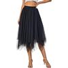 Tanzdunsje Gonna in Tulle Lunga Elastica per Donna e Bambina - Bianco, Nero, Rosa - Irregolare per Costumi di Carnevale e Halloween