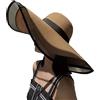 WUODHTW Cappello panama da donna a tesa larga in paglia cappello da spiaggia cappello estivo a tesa larga in paglia arrotolabile cappello da pescatore UPF 50, +Cachi, Taglia unica