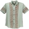 GURU SHOP Camicia naturale indiana, camicia etnica - beige, uomo, salvia, XL