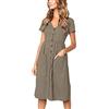 TEDD Vestiti Donna Bottoni Casual Abito Estivo Maniche Corte Scollo a V Vestito Vita Alta Linea A Moda con Tasche e Taglie S-XL, XL