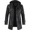 Generic Giacca da Uomo in Pelle di Velluto con Cappuccio Staccabile Invernale da Uomo Casual Trench Gotico Allungato a Maniche Lunghe con Cerniera Giaccone Lana Cotta