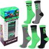 Minecraft Creeper - Calzini per sneaker, con confezione regalo, alta percentuale di cotone, 3 e 5 paia, verde, 39-42