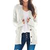 Generisch Cardigan da donna nero corto boho lungo patchwork cappotto cardigan tasche anteriore maglione cardigan cardigan donna lana, bianco, L