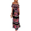 Generic Vestidos Mexicanos para Mujer Estate Senza Maniche Off Spalla Floreale Stampa Maxi Abito Boho Spiaggia Casual Abiti Da Festa, Nero, M