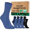 ZENAPHYR - Set di 8 Paia Calzini per diabetici Senza Elastico Donna Uomo, Calze senza cuciture in cotone, Nero Blu 43-46