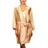 Dolamen Unisex Donna Uomo Kimono Vestaglia Pigiama Sleepwear, Lussuoso Raso Vestaglie e Kimono Robe Accappatoio Pigiama, Busto 132cm, 51.97 pollici, Large Size per tutti (Oro)