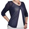 Fantasy Cardigan Spolverino Corto Coprispalle Giacchetto Bolerò Filo Viscosa Leggero Manica 3/4 Semplice Ragazza Donna (Blu Scuro)