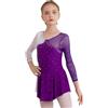 inhzoy Abito da Pattinaggio Artistico Bambina Manica Lunga Vestito da Balletto Ginnastica Artistica Body da Danza Classica Ballerina Strass Leotards Vestito da Ballo Lirico Viola A 13-14 Anni