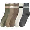 MeganJDesigns Calzini da uomo in cotone, confezione da 5, calzini al polpaccio da uomo, calzini alla caviglia, marrone + kaki + verde + grigio + bianco, 6-11