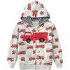 Eulla - Felpa con cappuccio e zip per bambini/ragazzini, con cappuccio dinosauro, a maniche lunghe, in cotone, motivo: escavatore, con cerniera, taglie: 92, 98, 104, 110, 116, 122, 116