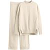 Meaunzyl Completo Lana Donna Complete Tailleur In Maglia Girocollo Maglia a Maniche Lunghe Pullover Top Elastico In Vita Pantaloni a Gamba Larga Moda Completi Tuta Abbigliamento Per La Casa