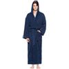 Arus Accappatoio da uomo con cappuccio, lunghezza alla caviglia, 100% cotone spugna, Blu Marino, L-XL lunghe