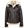 House Of Leather Naomi - Giacca da donna in vera pelle di pecora, con cappuccio, stile pilota