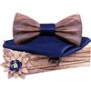 HZQIFEI Set di Papillon in Legno con Tessuto Quadrato e Spilla in Legno per Regalo, Ricevimento, Matrimonio, C6, Taglia Unica