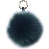 Xsclpomddy Portachiavi con pompon in pelliccia di volpe, grande, con palla di pelliccia soffice, ciondolo per borsa, Verde scuro, 4.9in