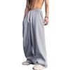 PADOLA Pantalone della Tuta Uomo Largo Y2K Streetwear Vita Elasticizzata con Cordino Tasche Laterali Pantalone Casual Baggy per Sport e Tempo Libero(S,Grigio Chiaro)