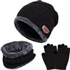 TMEOG Cappello Bambini Invernale Berretto Guanti Sciarpa Bambino Scaldacollo Termico Cappello a Maglia Beanie Foderato in Pile Guanti Touchscreen per Ragazzi Ragazze 5-10 Anni
