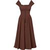 Rrongwn Abito medievale da donna, in cotone, stile medievale, stile vintage, per feste, medievale, abito da sera, abito vintage, abbigliamento medievale, caffè, XL